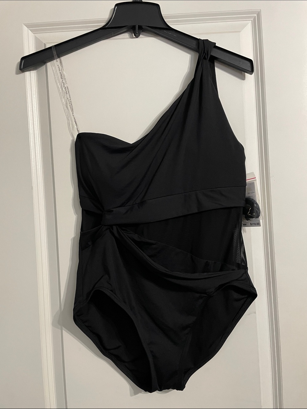 Michael Kors One-Shoulder Mesh Swimsuit Black Size 14 NWT - Picture 9 of 16
